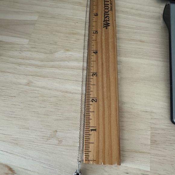 16” White Gold Chain w/ Lab-Grown Sapphire Pendant & Diamond Accents - Picture 6 of 6